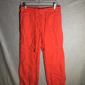 Womens Loft Trousers Red Spring Summer Lagenlook Linen Work Office Career Casual